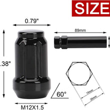 Flycle Lug Nuts 12x1.5 Black Chrome, m12x1.5 Bulge Acorn Spline Wheel Lug Nuts 1.38" Tall Cone Seat Compatible for Acura Ford Honda Mazda Saturn Toyota Buick Mitsubishi with 1 Key