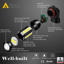 Alla Lighting 9145 H10 LED Fog Light Bulbs 2800 Lumens Xtremely Super Bright 9140 9045 9155 9040 5730 33-SMD 12V PY20D Fog Lights Replacement for Cars, Trucks, 6000K Xenon White