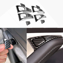Customized for Tesla Model 3 Model Y Carbon Fiber Inner Window Switch Bring ABS Cover Trim Panel Door Decal Open Button Holder (14 Pieces - Black)