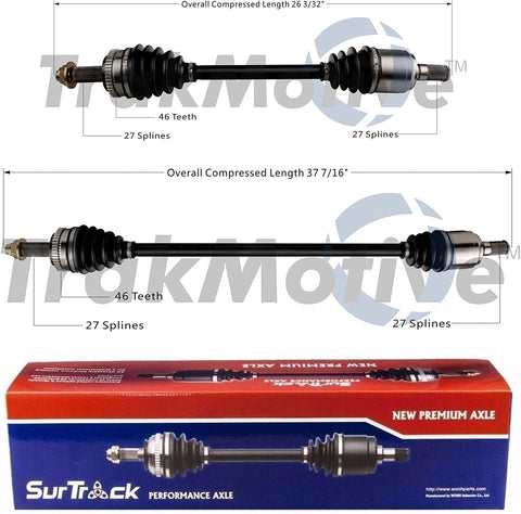 SurTrack Pair Set of 2 Front CV Axle Shafts For Kia Soul Hyundai Elantra 4L Auto