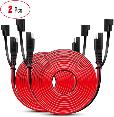 Nilight 2PCS 12FT SAE to SAE Extension Cable DC Extension Cord 16AWG 2 Pin Wire Harness with 12V-24V Quick Connect/Disconnect SAE Connector with Dust Cap, 2 Years Warranty (50037R-B)