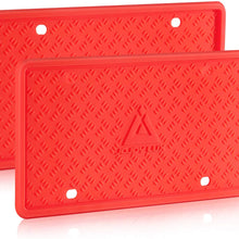 JOJOY LUX 2 Pack Silicone License Plate Frame, License Plate Holder, Universal American Auto Black License Plate Frame Rust-Proof, Rattle-Proof, Weather-Proof (Gray)