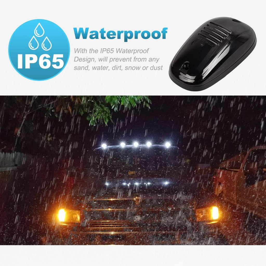 Partsam 5X Smoke Cab Marker Roof Running Light White 12 LED Lights w/W ...