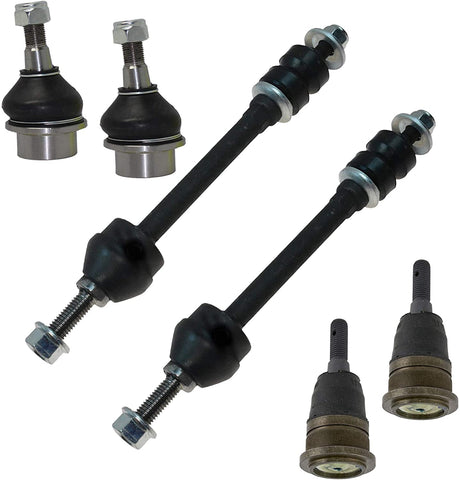 Detroit Axle - 6PC Front Upper Lower Ball Joints and Sway Bars for 2006 2007 2008 Dodge Ram 1500 4WD Standard or Crew Cab