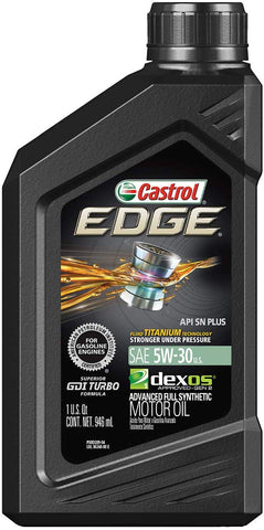 Castrol 06248 EDGE 5W-30 Advanced Full Synthetic Motor Oil, 1 Quart, 6 Pack