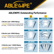 Windshield wiper baldes, 24" + 19" Winter Summer Bracketless Beam Wiper U J hook Beam Wiper Blades by ABLEWIPE NO. 1932-2 (set of 2)