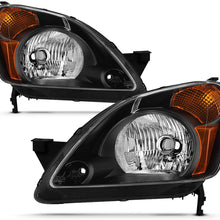 For 2002 2003 2004 Honda CR-V Black Housing [w/Amber Corner Lamp] Headlights Driver+Passenger Side Replacement