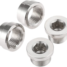 Aupoko O2 Oxygen Sensor Bung and Plug Kits, Stepped Weld Bungs, Universal Thread M18 x 1.5mm, Made by Premium Iron and Chromed(2 Bungs and 2 Plugs)