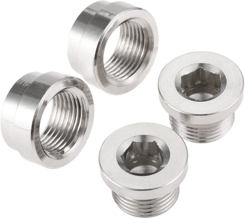 Aupoko O2 Oxygen Sensor Bung and Plug Kits, Stepped Weld Bungs, Universal Thread M18 x 1.5mm, Made by Premium Iron and Chromed(2 Bungs and 2 Plugs)