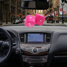 Zone Tech Pair Black and White Mirror Fuzzy Dice - Pair Black and White Plush Car Mirror Fuzzy Dice Pair (Pink)