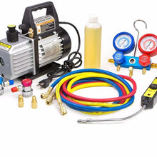 XtremepowerUS Premium 4CFM Air Vacuum Pump HVAC A/C Refrigeration Kit AC Manifold Gauge Case Set R134a Tap w/Leak Detector and Carrying Tote Bag