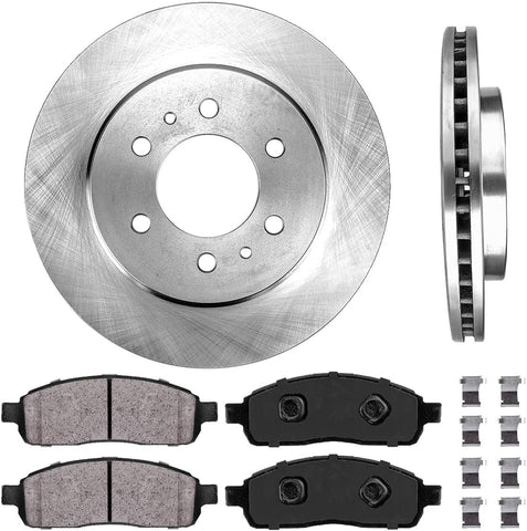 CRK11907 FRONT 330 mm Premium OE 6 Lug [2] Brake Disc Rotors + [4] Ceramic Brake Pads + Clips