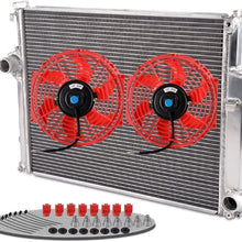 New All Aluminum Radiator + 2 x 10" Red Fans Kit Replacement For BMW 3-Series 325i 328i M3 323i E36 92-99
