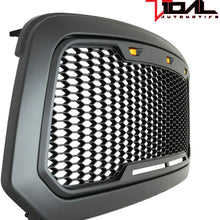 Tidal Replacement Ram Front Grille Upper Grill - Charcoal Gray - With Amber LED Lights for 13-18 Dodge Ram 1500