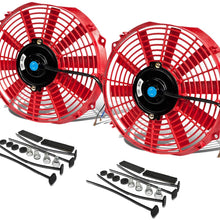 DNA Motoring RAF-12-RD+FMK-X2 2Pcs 12" Inch Electric Radiator Cooling Fan kit (Red)