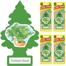 LITTLE TREES Car Air Freshener | Hanging Tree Provides Long Lasting Scent for Auto or Home | Twisted Basil, 6-packs (4 count)