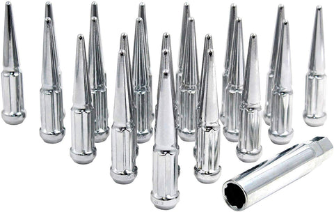 Wheel Accessories Parts 24 Pc Spiked Solid Metal Lug Nuts M12x1.50 Thread 4.4