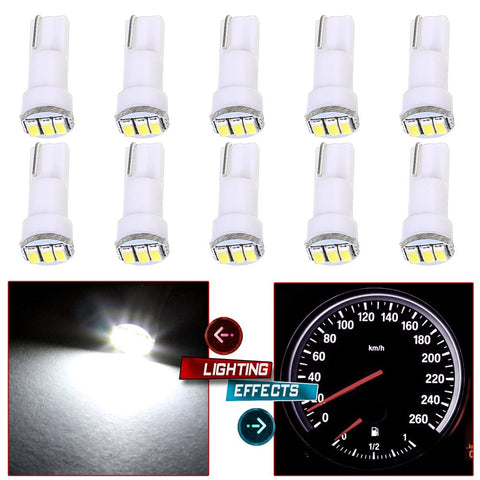 cciyu 10 Pack White T5 73 Wedge 3-3014SMD Instrument Gauge Dash Light LED Bulbs