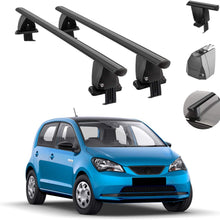 Roof Rack Cross Bars Lockable Luggage Carrier Smooth Roof Cars | Fits Seat MII 5 Door 2012-2021 Black Aluminum Cargo Carrier Rooftop Bars | Automotive Exterior Accessories