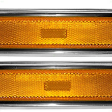 Aftermarket Replacement Driver and Passenger Set Front Signal Side Marker Light Aftermarket Replacement Amber with Chrome Trim Compatible with 81-91 C/K Pickup 915557 915558