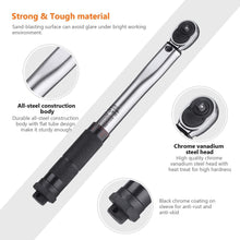 TACKLIFE 1/4" Drive Click Torque Wrench Set 3/8" Adapter, 2.95-inch Extension Bar, 3/8" Reducer (20-200 in.-lb./2.26-22.6 Nm)-HTW4A