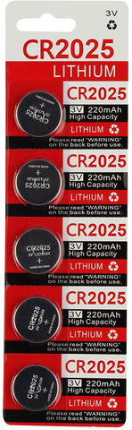 KeylessOption 2025 Battery Long Lasting 3v Lithium for Keyless Entry Remote Smart Key Fob Alarm Head Flip Keys CR2025 (5 Count)