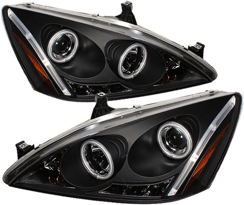 Spyder 5029713 Honda Accord 03-07 Projector Headlights - CCFL Halo - LED (Replaceable LEDs) - Black - High H1 (Included) - Low H1 (Included)