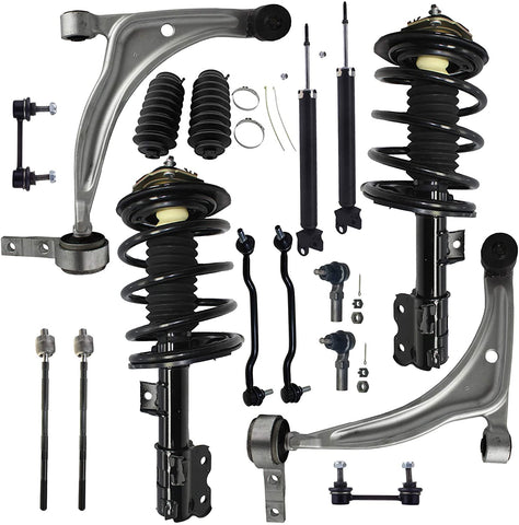 Detroit Axle - 16PC Front Struts and Coil Springs, Rear Shock Absorbers, Front Lower Control Arms w/Ball Joints, Sway Bars, Inner and Outer Tie Rods for 2002-2006 Nissan Altima V6 3.5L Only