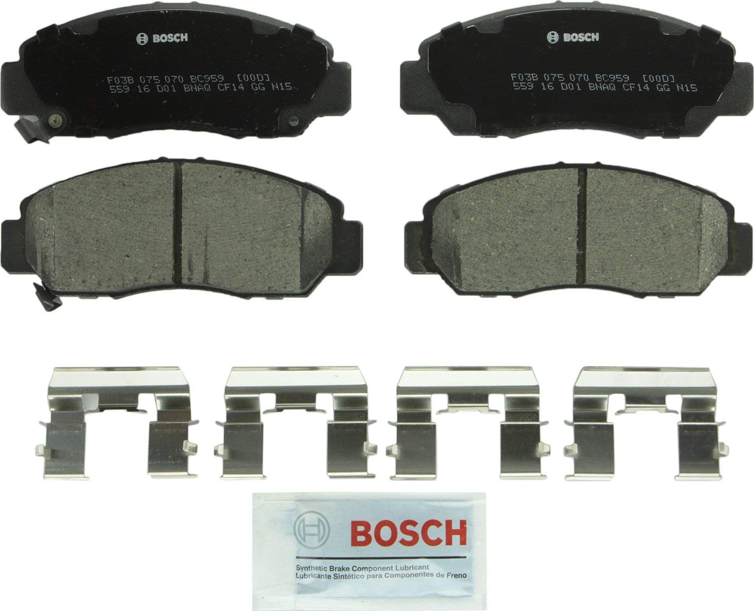 Bosch BC959 QuietCast Premium Ceramic Disc Brake Pad Set For: Acura CSX; Honda Accord, Civic, Front