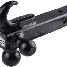 TOPTOW 64181 Trailer Receiver Hitch Triple Ball Mount with Hook Black Balls Fits for 2 inch Receiver