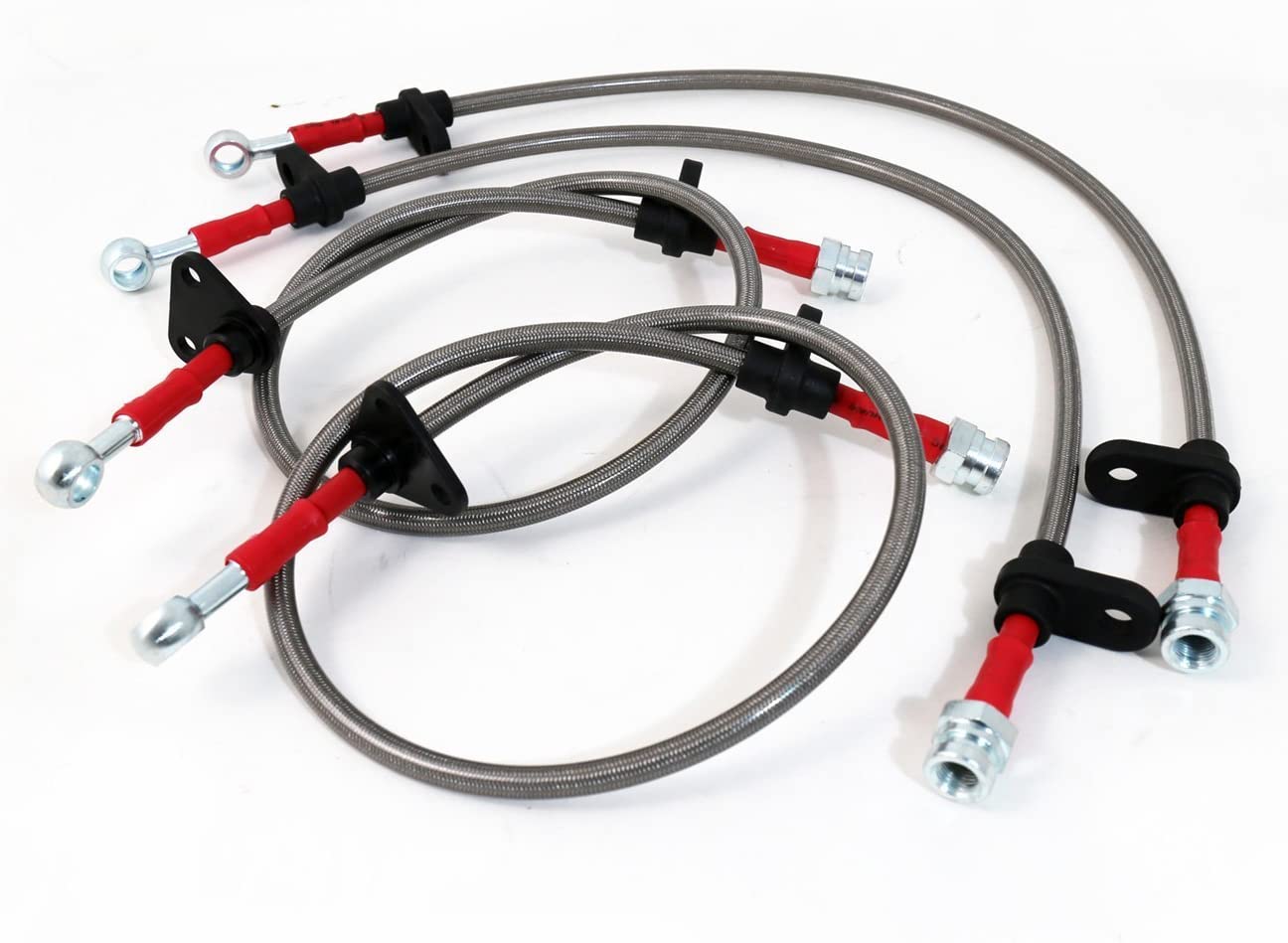 Rxmotor Acura Integra 90-93 Oil Brake Line Hose Set (Chrome / Red)