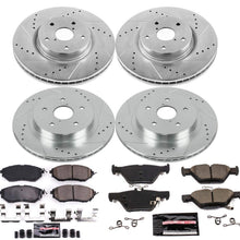 Power Stop K7028 Front & Rear Brake Kit with Drilled/Slotted Brake Rotors and Z23 Evolution Ceramic Brake Pads