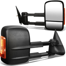Pair Black Power Heated Smoked LED Turn Signal Light Side Towing Mirrors Replacement for Silverado Sierra 99-02
