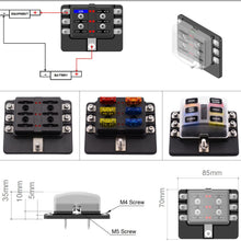 Automotive 1 in 6-Way PC Waterproof Fuse Box Holder 5A 10A 15A 20A Fuses Spade for Cars, SUV, RV, Buses, Yachts, Boats, etc. (blackA1)