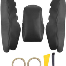 Autogood Center Console Armrest Pad Covers-Car Arm Rest Seat Box Leather Protector Fit for Honda Civic 2016-2020(Black with Black Line)