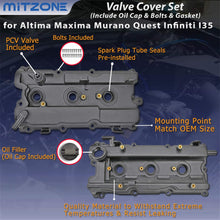 Engine Valve Cover Set with Bolts & Oil Cap & Gaskets & Spark Plug Tube Seals & PCV Valve Compatible with 2002-2009 Nissan Altima Maxima Murano Quest Infiniti I35 VQ35DE V6 3.5L Part# 264-984 265-985