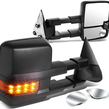 Replacement for Avalanche/Tahoe Chrome Telescoping Manual Extendable Amber Signal Towing Side+Corner Blind Spot Mirror