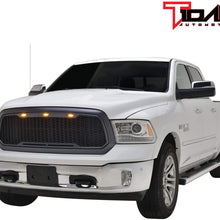 Tidal Replacement Ram Front Grille Upper Grill - Charcoal Gray - With Amber LED Lights for 13-18 Dodge Ram 1500