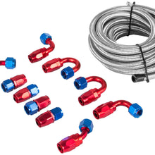 Mophorn AN8 20Ft Fuel Line Hose Kit - Stainless Steel Nylon Braided AN-8 Gas Oil Fuel Line Hose with 10PCS Aluminum Hose End Fitting Adapters Fuel Line Set (20Ft Silver)