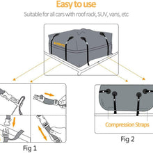 AUPERTO Rooftop Cargo Bag - 100% Waterproof 15 Cubic ft Roof Bag or Cars with Side Rails, Cross Bars or Rack