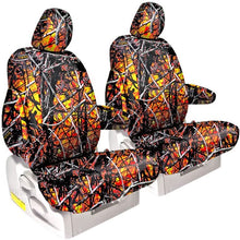 Front Seats: ShearComfort Custom Moon Shine Seat Covers for Toyota Corolla (2020-2020) in Toxic Camo Solid for Sport Buckets w/Adjustable Headrests (S, SE, XSE Models Only)