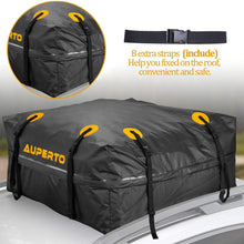 AUPERTO Rooftop Cargo Bag - 100% Waterproof 15 Cubic ft Roof Bag or Cars with Side Rails, Cross Bars or Rack