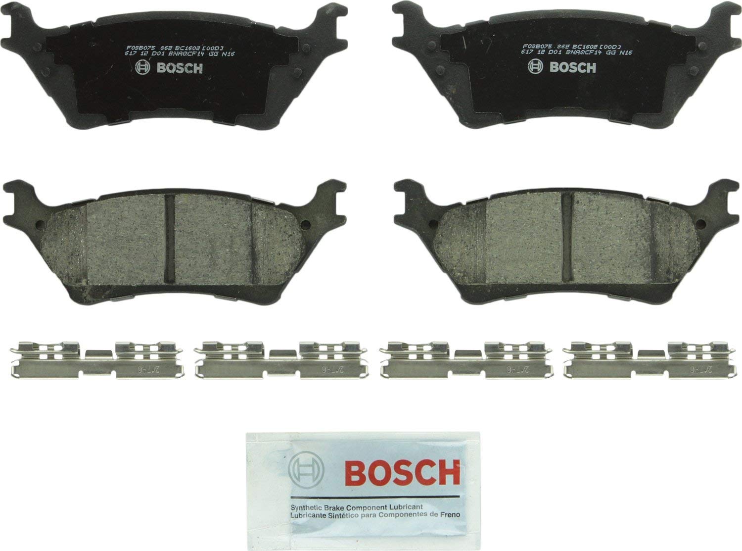 Bosch BC1602 QuietCast Premium Ceramic Disc Brake Pad Set For: Ford F-150, Rear