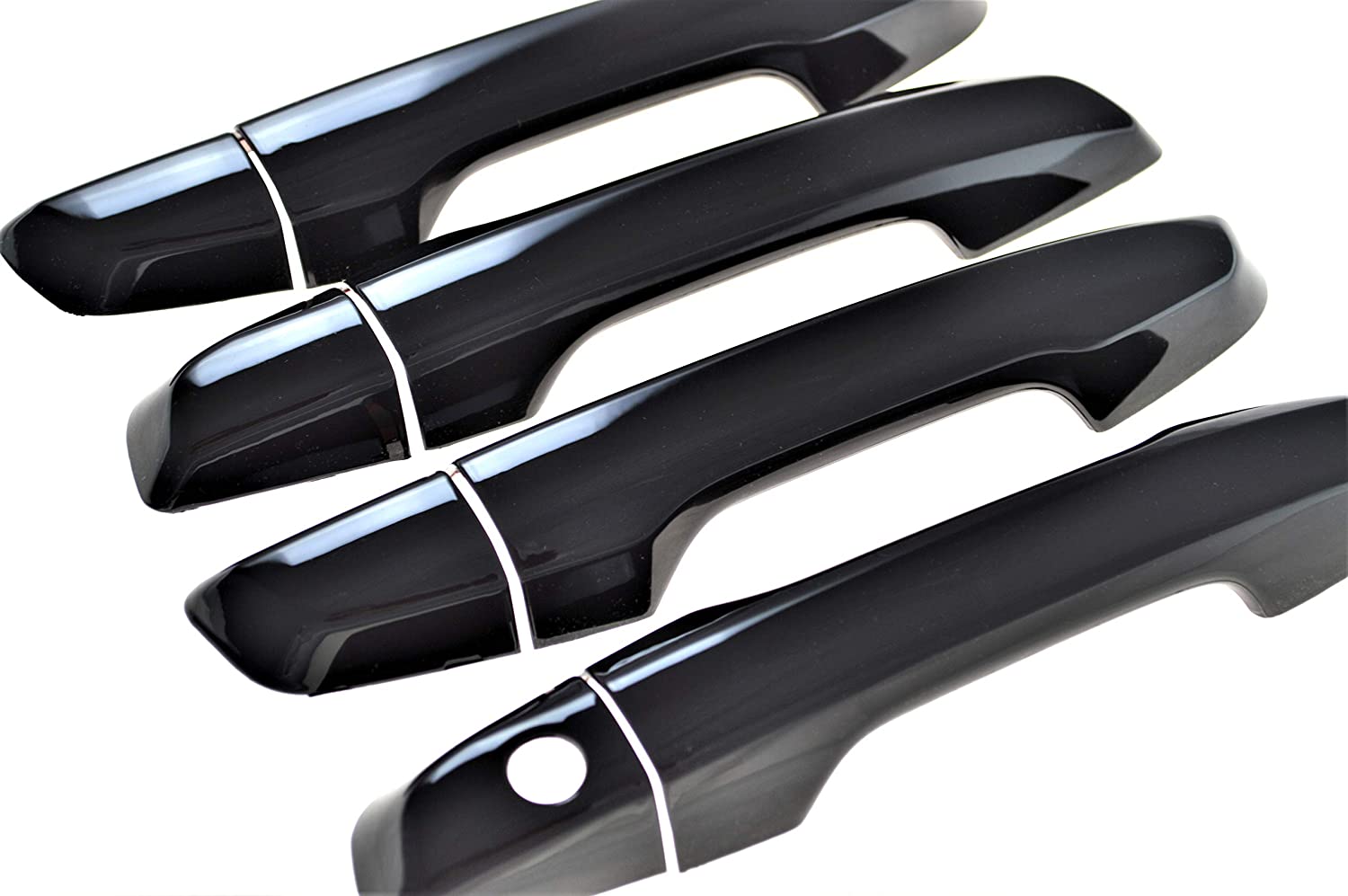 Black Horse Off Road BH-DH6276BLK Gloss Black ABS 8 Pieces Tape-On Exterior Door Handle Cover Trims