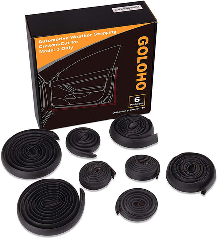 GOLOHO Door Seal Kit for Tesla Model 3 Model Y, Self-Adhesive Rubber Weatherstrip Noise Reduction Kit (Left & Right Side)