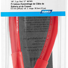 Camco 47483 Red 3/8" Stud 12" Long 2-Gauge Marine Battery Cable and Tinned Lug Assembly