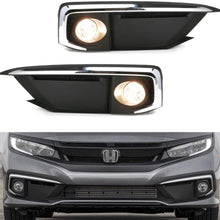 iJDMTOY OEM-Spec Complete Clear Lens Fog Lights Kit with Halogen Bulbs, Wiring On/Off Switch and Garnish Bezel Covers/Brackets Compatible With 2019-up Honda Civic Sedan (89-416-Clear)