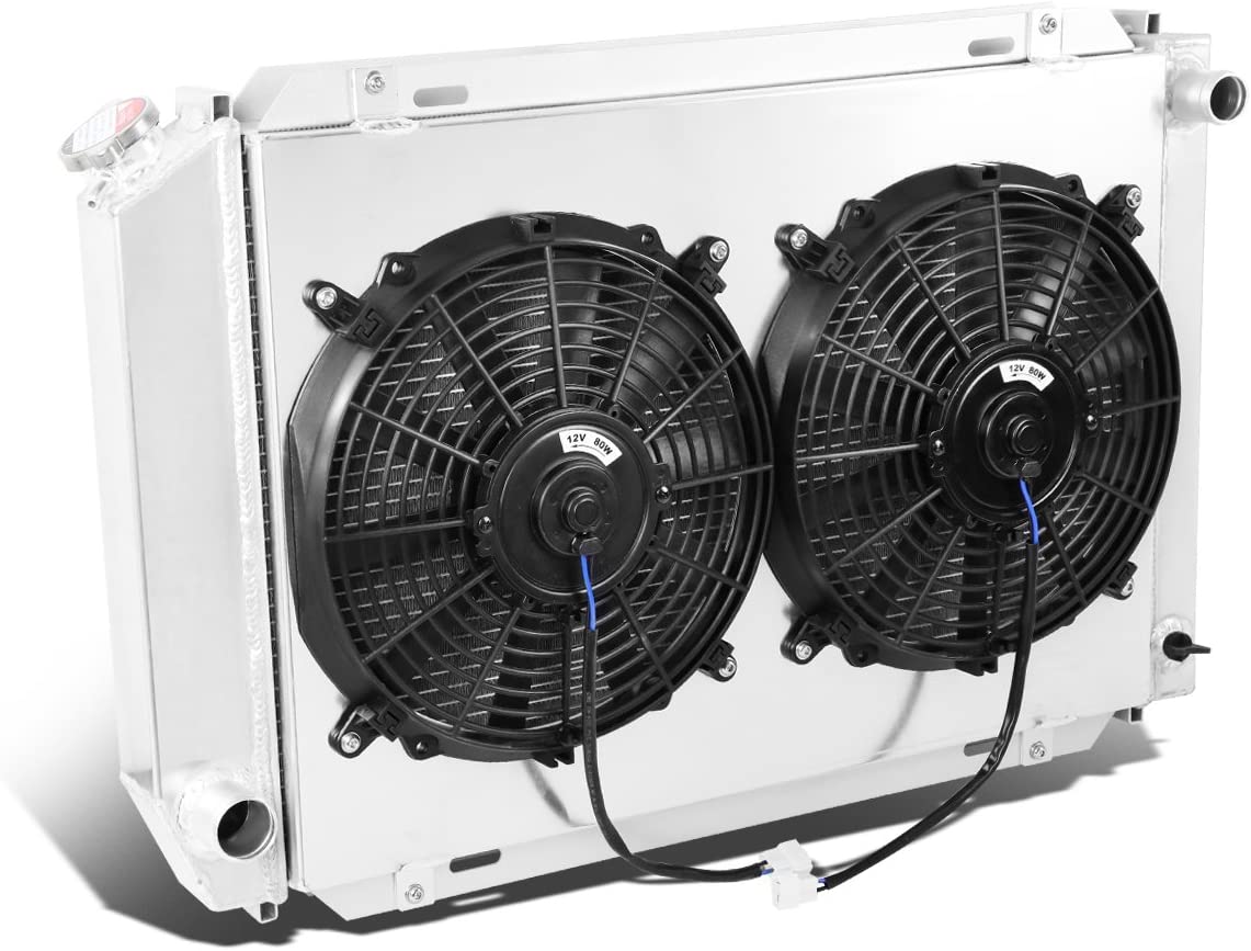 DNA Motoring RA+FS-FM79-3 3-Row Aluminum Radiator with Fan Shroud