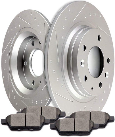 Scitoo Brake Kits, Rear Slotted Brake Discs Rotors and Ceramic Disc Brake Pads Brakes Kit fit 2006-2012 Mazda 6,2006-2010 Mercury Milan,2006-2009 Ford Fusion,2007-2009 Lincoln MKZ Compatible ATD1161C