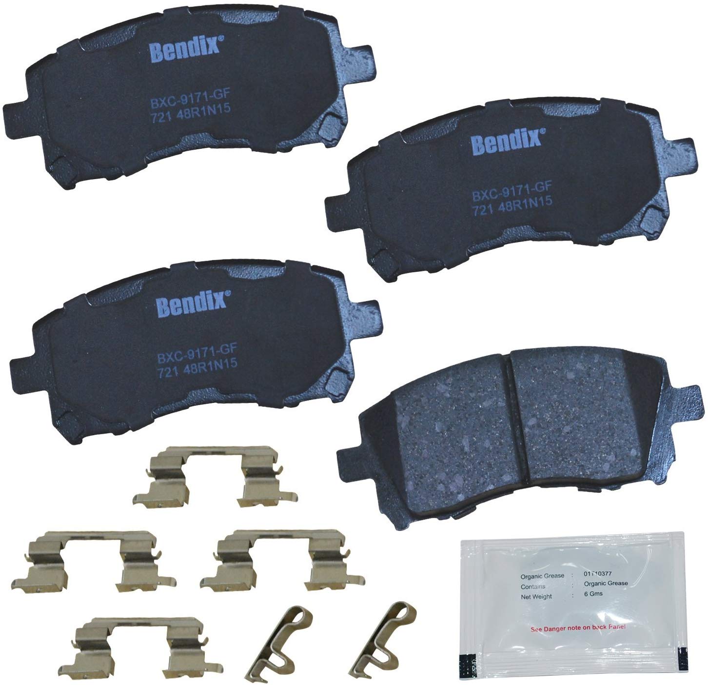 Bendix Premium Copper Free CFC721 Premium Copper Free Ceramic Brake Pad (with Installation Hardware Front)